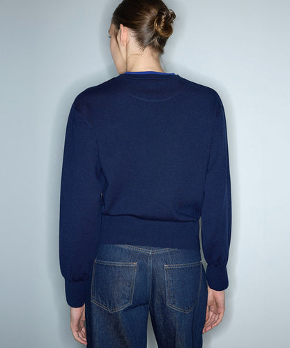 Contrast Collar Knit Top
