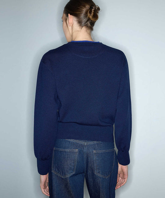 Contrast Collar Knit Top