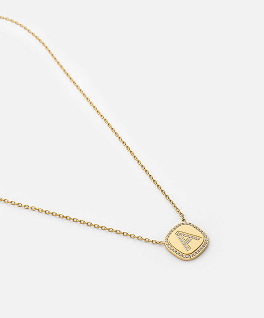 Embellished 'A' Pendant Necklace