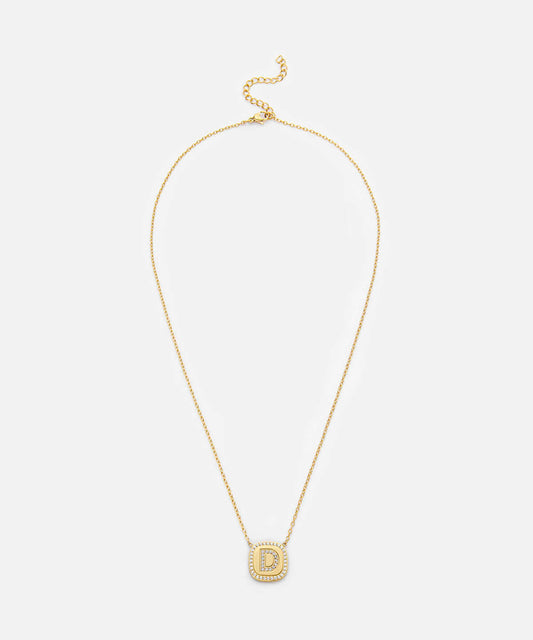 Embellished 'D' Pendant Necklace
