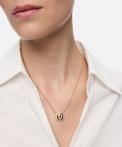 Embellished 'D' Pendant Necklace