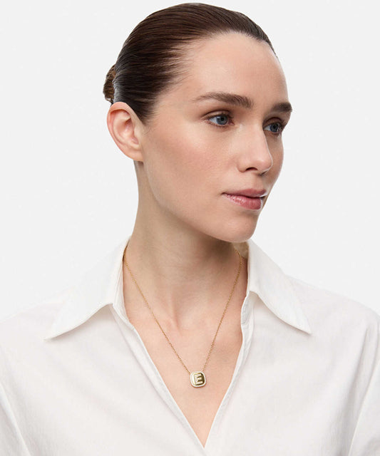 Embellished 'E' Pendant Necklace