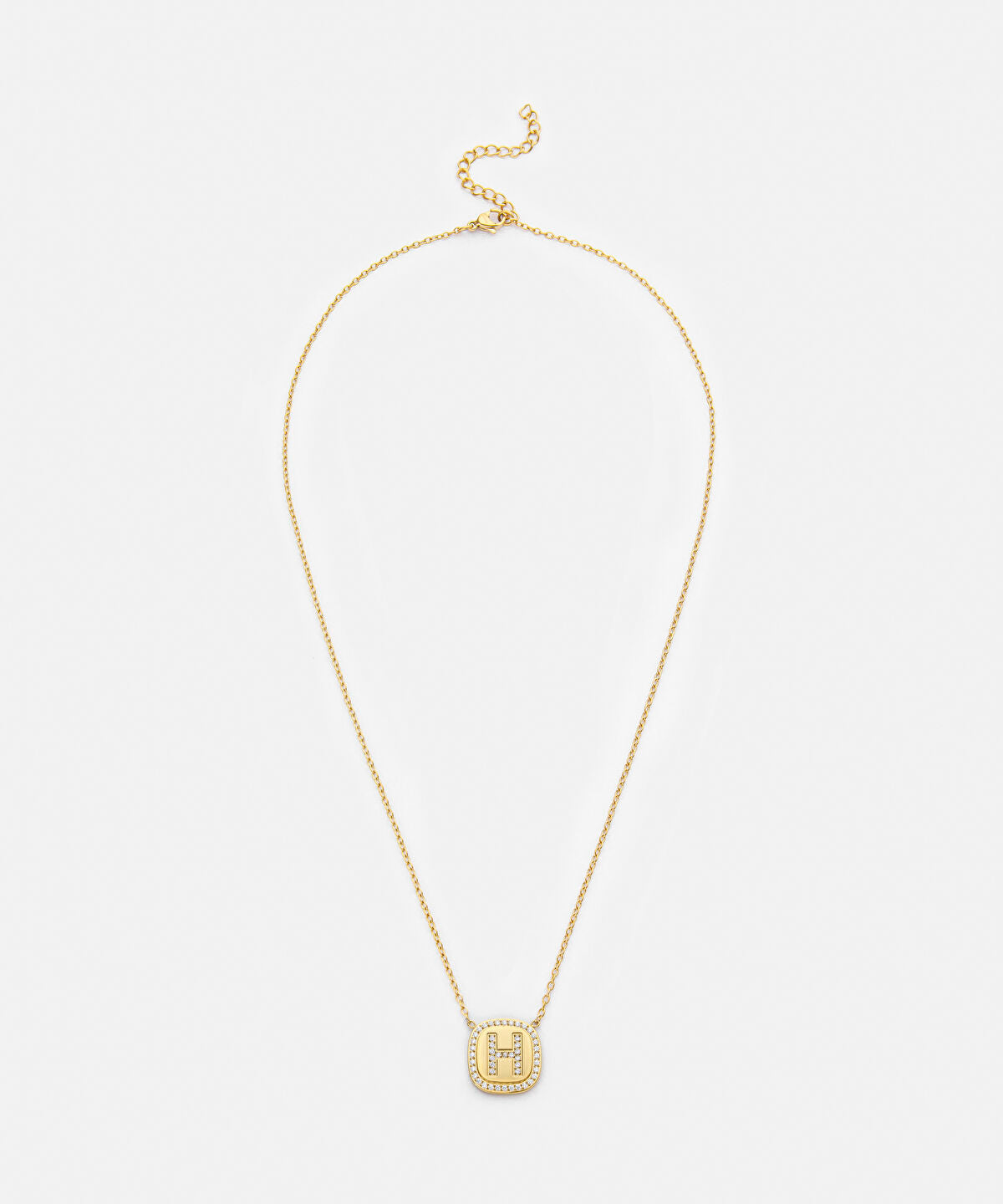 Zoomed Embellished 'H' Pendant Necklace