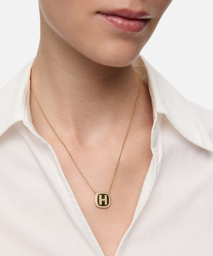 Embellished 'H' Pendant Necklace
