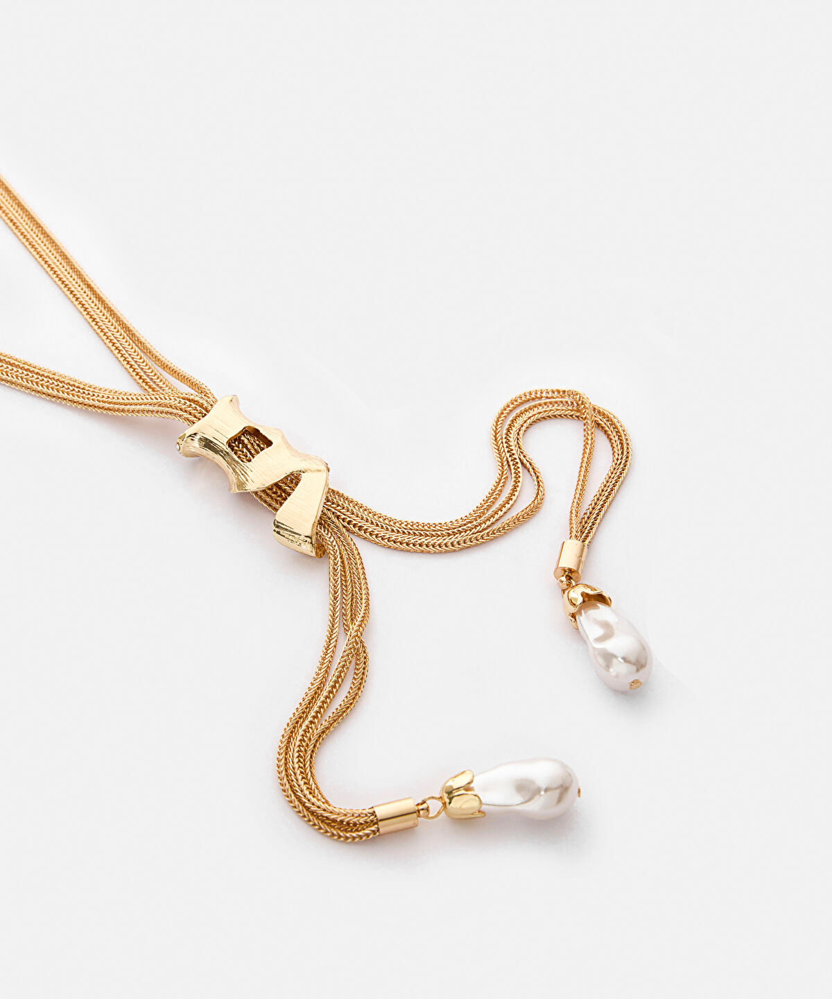 Faux-Pearl Pendant Long Chain Necklace