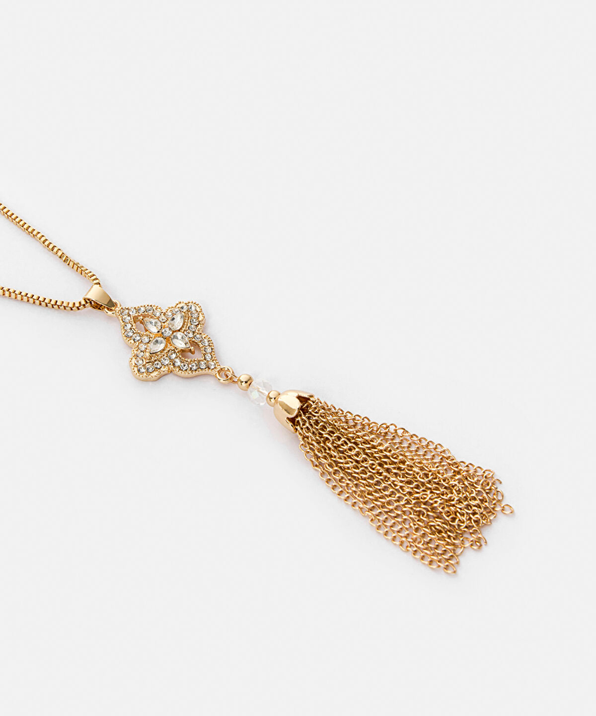 Zoomed Embellished Chain Dangle Necklace