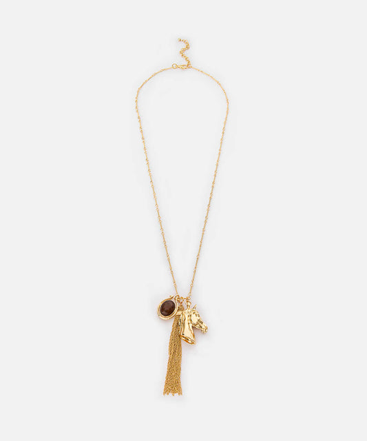 Horse-Pendant Chain Dangle Necklace