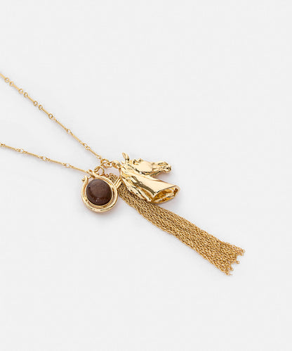Horse-Pendant Chain Dangle Necklace