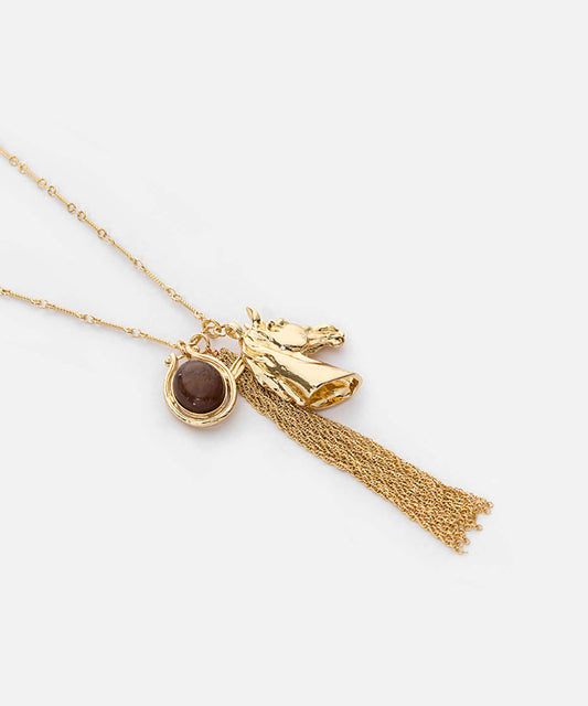 Horse-Pendant Chain Dangle Necklace
