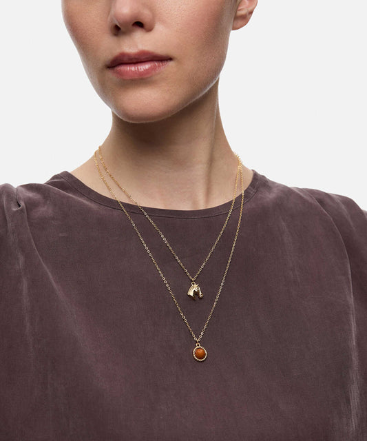 Horse-Charm Chain Necklace Set