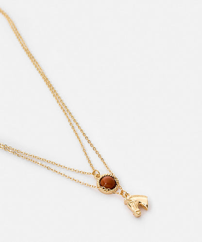 Horse-Charm Chain Necklace Set
