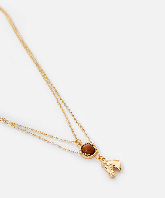 Horse-Charm Chain Necklace Set