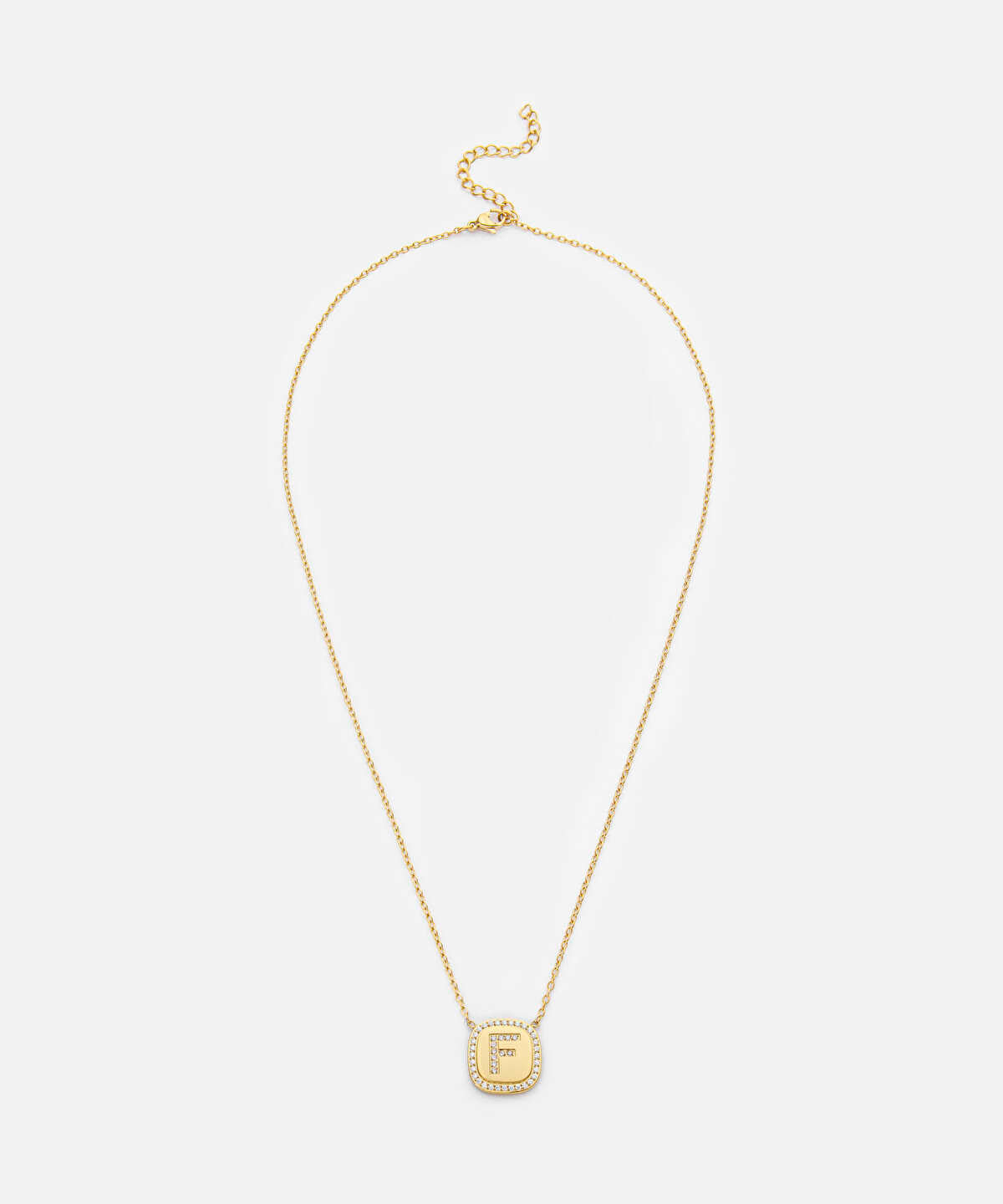 Embellished 'F' Pendant Necklace