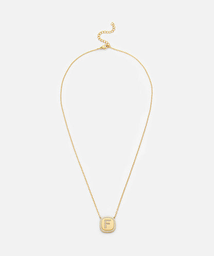 Embellished 'F' Pendant Necklace