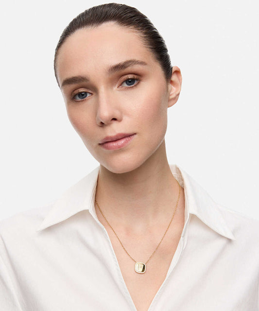 Embellished 'F' Pendant Necklace