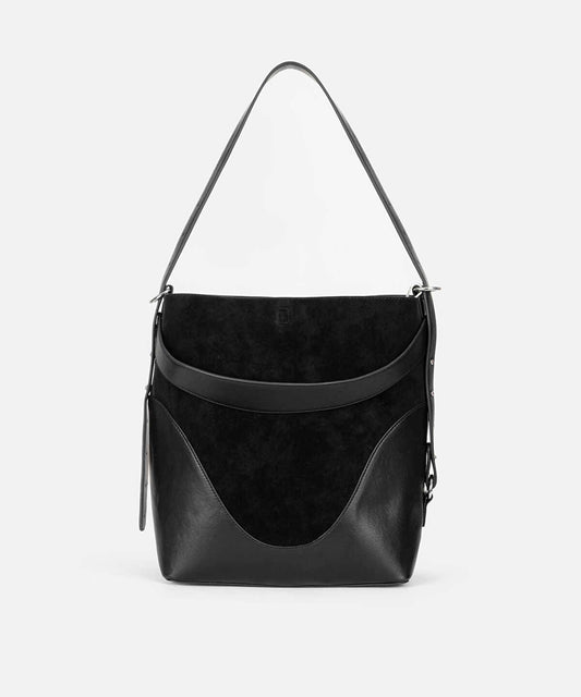 Mixed-Texture Shoulder Bag