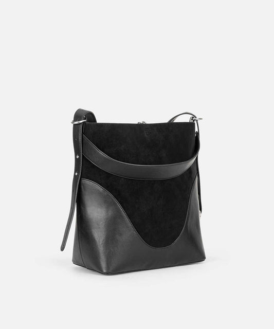 Mixed-Texture Shoulder Bag