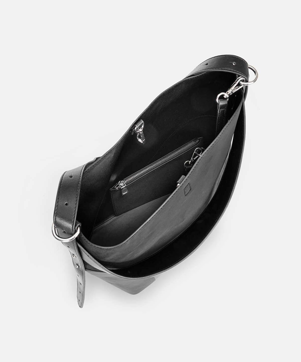 Zoomed Mixed-Texture Shoulder Bag