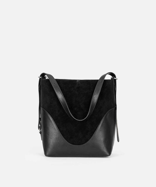 Mixed-Texture Shoulder Bag