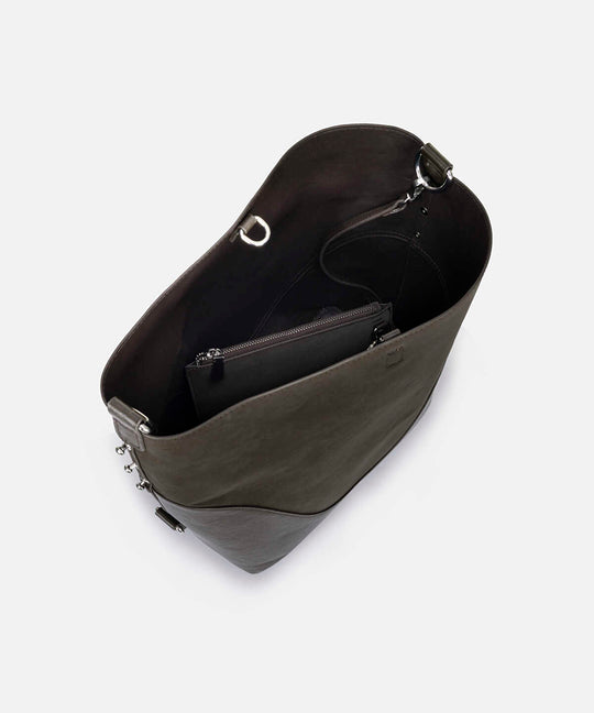 Mixed-Texture Shoulder Bag