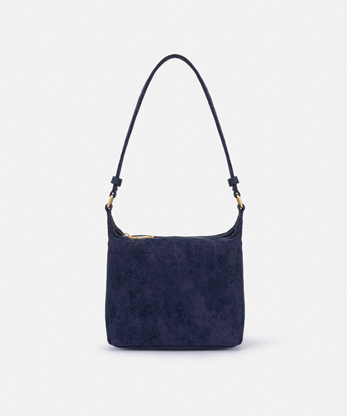 Zoomed Metal-Zipper Faux-Suede Bag