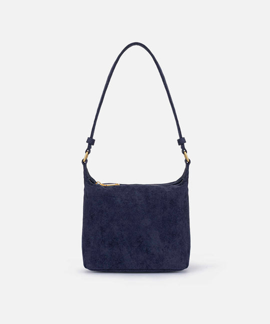Metal-Zipper Faux-Suede Bag
