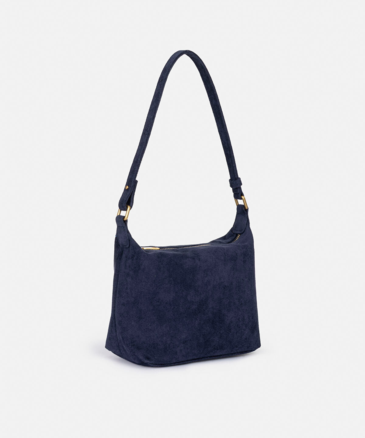 Metal-Zipper Faux-Suede Bag