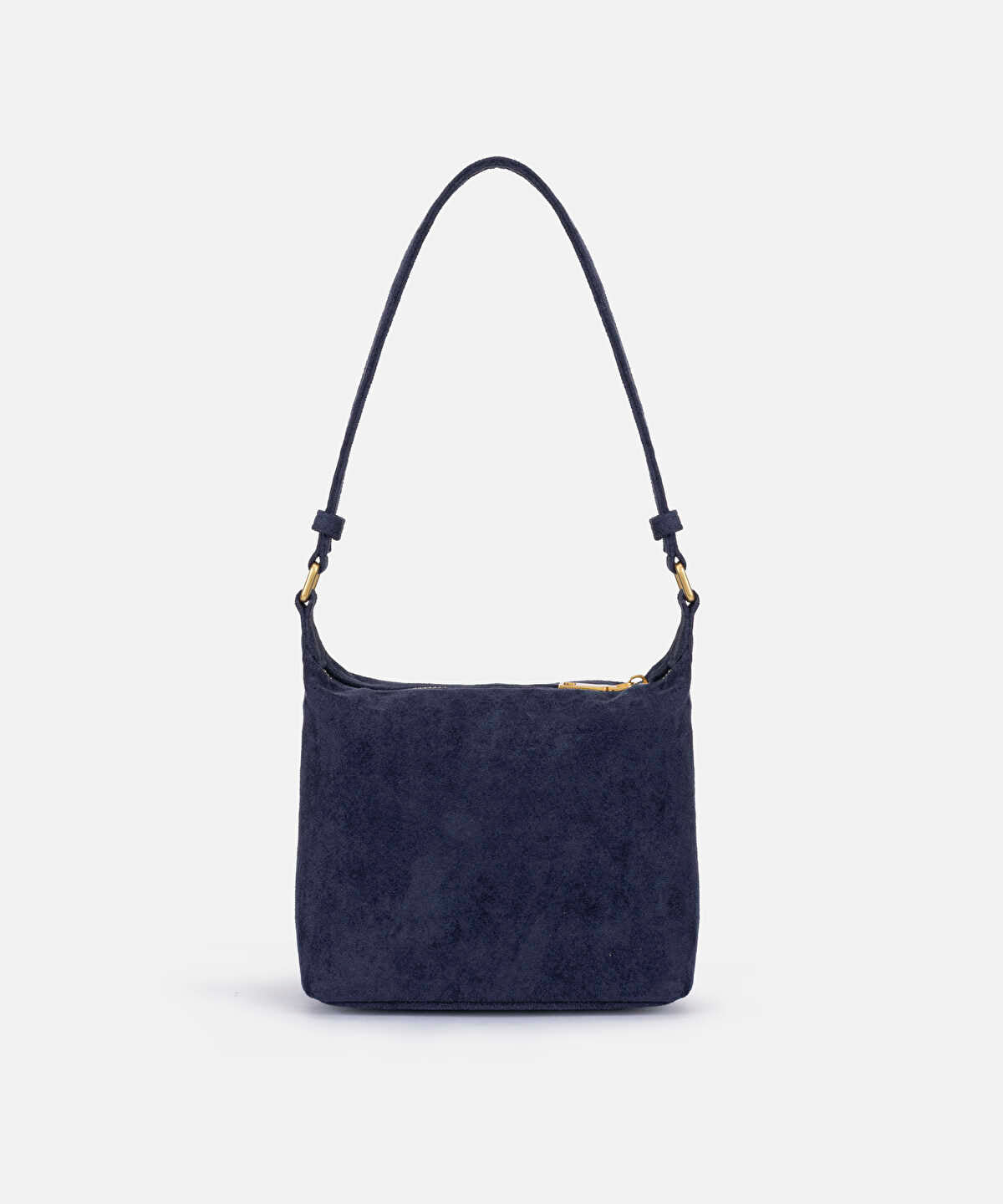 Metal-Zipper Faux-Suede Bag