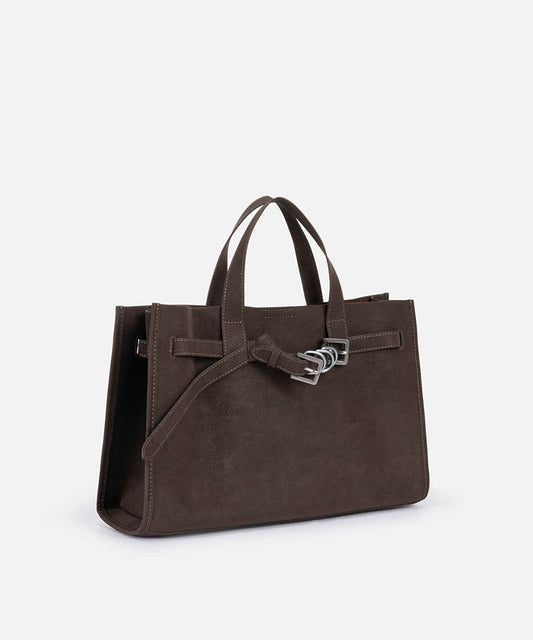 Leather-Look Bag with Metal Buckle
