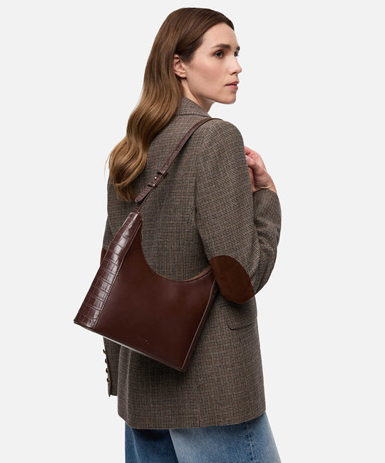 Mixed Media Leather-Look Bag