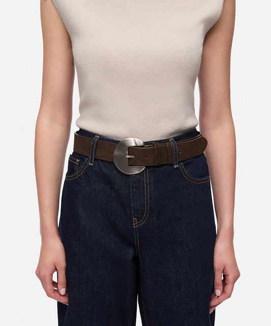 100% Leather Belt with Metal Buckle