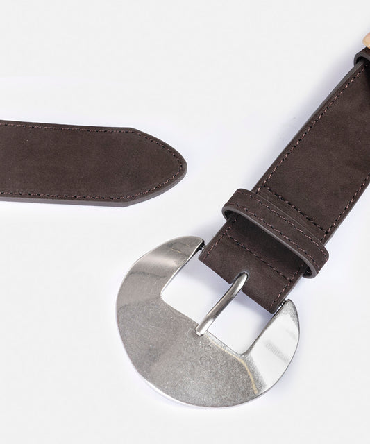 100% Leather Belt with Metal Buckle