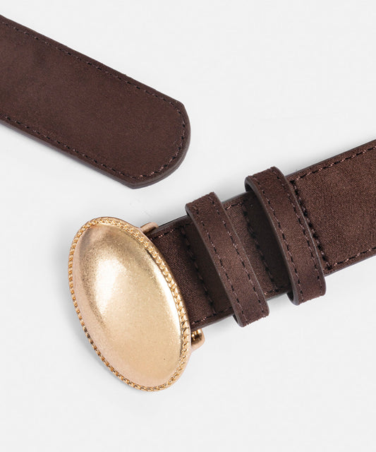 Oval Metal-Buckle Belt