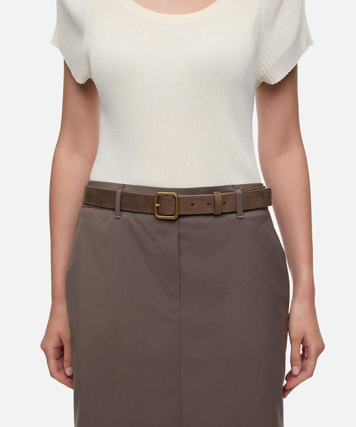 Textured Metal-Buckle Belt