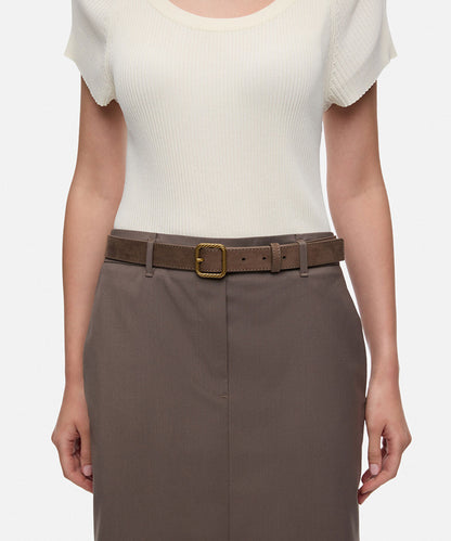Textured Metal-Buckle Belt