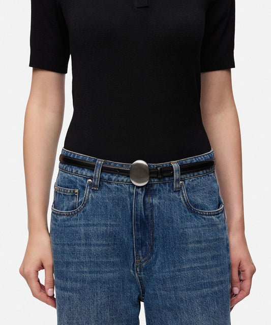 Slim Belt with Metal Buckle