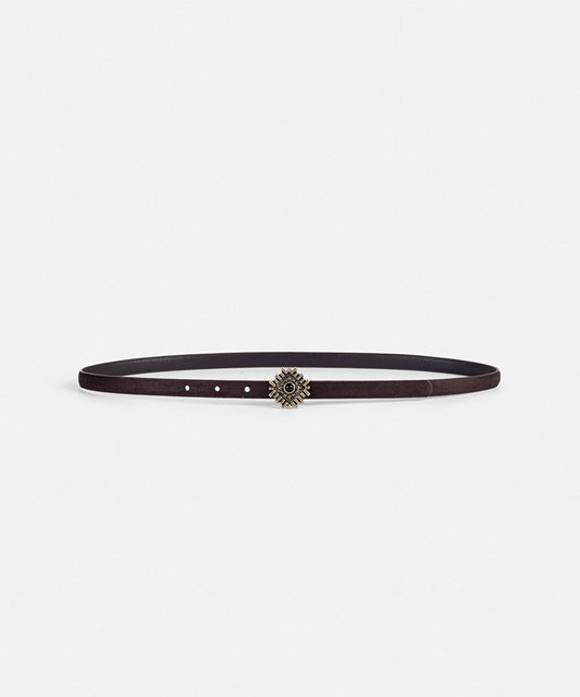 Belt with Combined Stone Metal Buckle