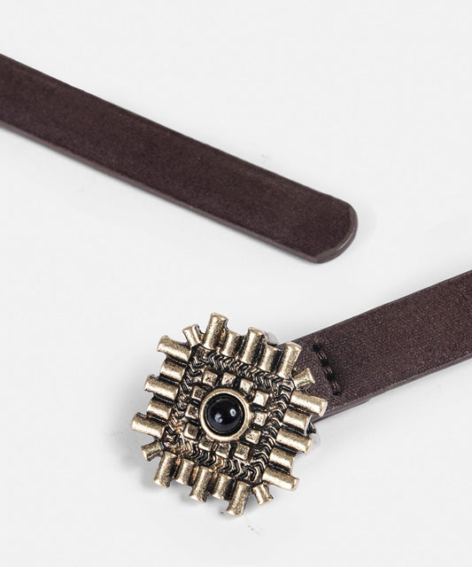 Belt with Combined Stone Metal Buckle