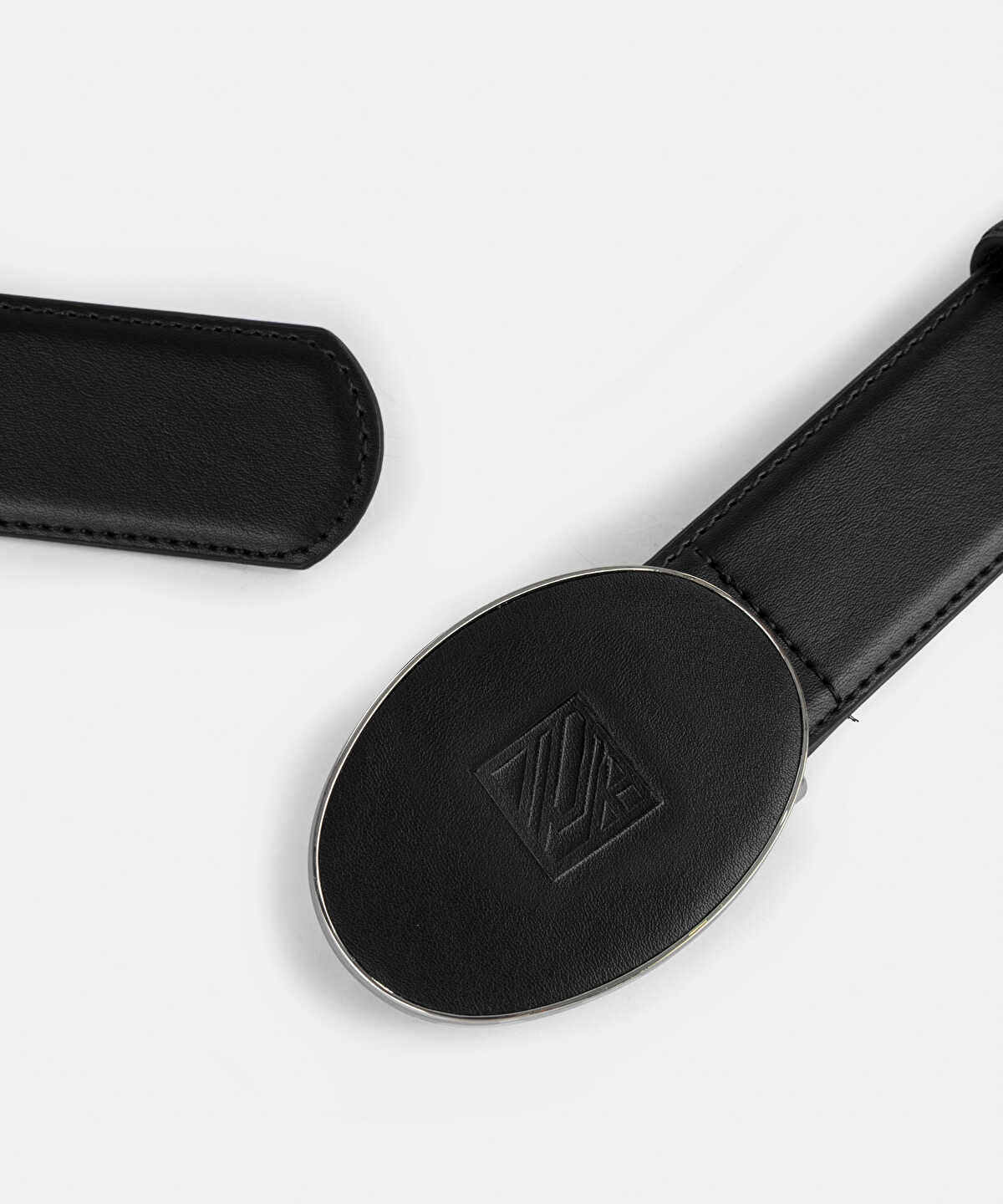 Monogram-Embossed Faux Leather Belt