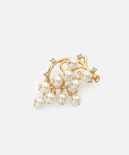Faux-Pearl Embellished Brooch