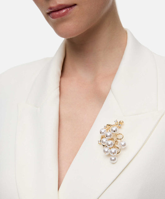 Faux-Pearl Embellished Brooch