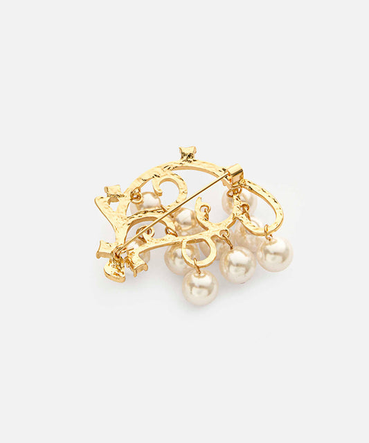 Faux-Pearl Embellished Brooch
