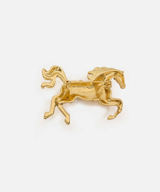 Faux-Pearl Embellished Horse Brooch