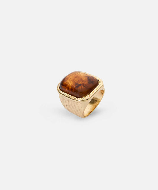 Contrast-Stone Textured Metal Ring