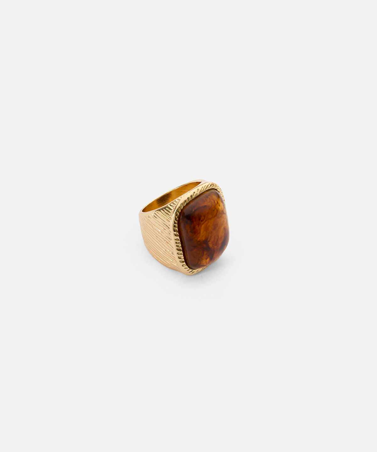 Contrast-Stone Textured Metal Ring