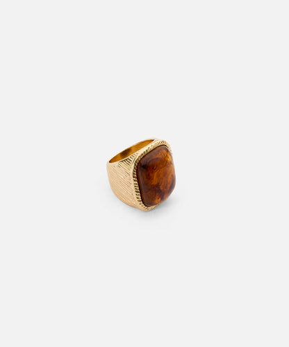 Contrast-Stone Textured Metal Ring