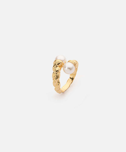 Textured Ring with Faux Pearls