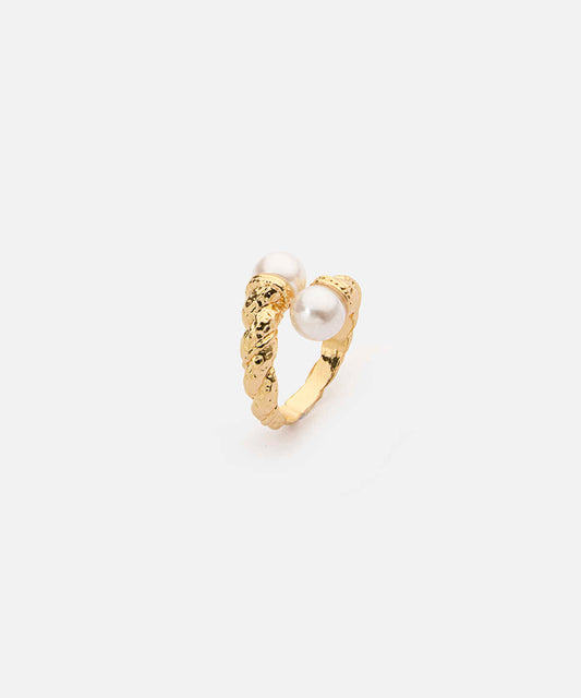 Textured Ring with Faux Pearls