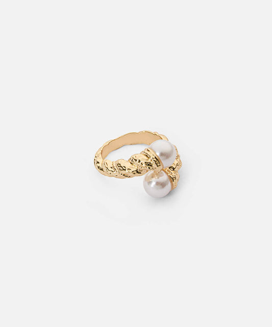 Textured Ring with Faux Pearls