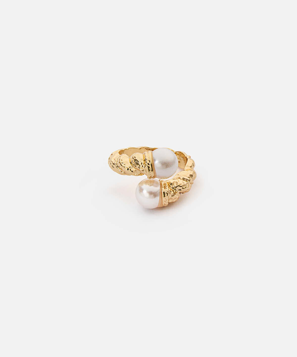 Textured Ring with Faux Pearls